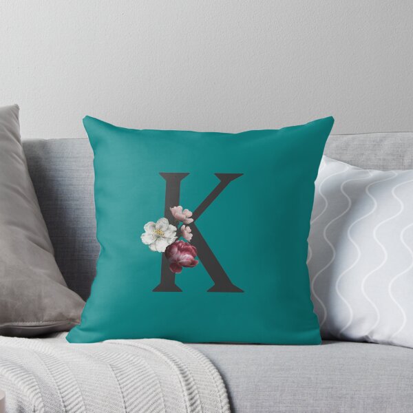 Item preview, Black On Teal Monogram Letter K | Floral Alphabet designed and sold by SerendipityNow.