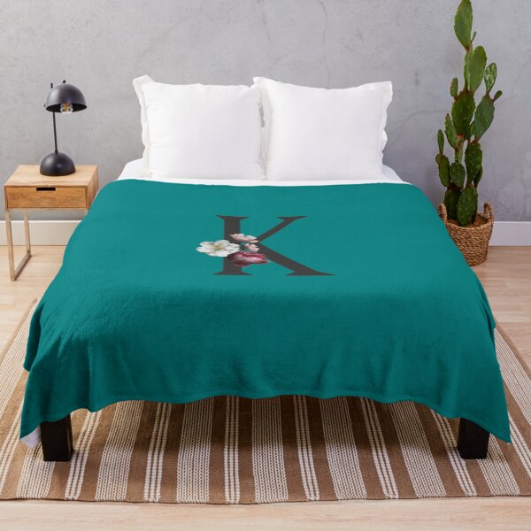 Item preview, Black On Teal Monogram Letter K | Floral Alphabet designed and sold by SerendipityNow.