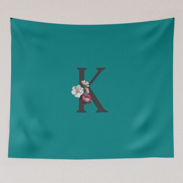 Item preview, Black On Teal Monogram Letter K | Floral Alphabet designed and sold by SerendipityNow.