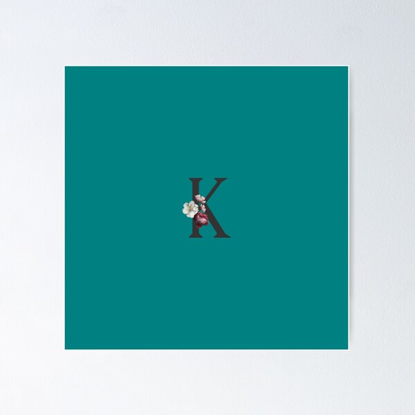 Item preview, Black On Teal Monogram Letter K | Floral Alphabet designed and sold by SerendipityNow.