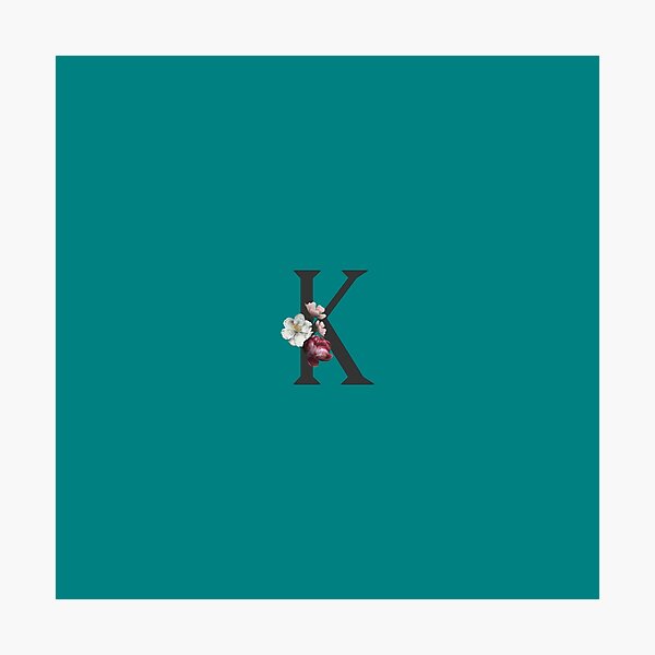 Item preview, Black On Teal Monogram Letter K | Floral Alphabet designed and sold by SerendipityNow.