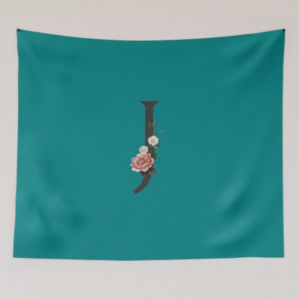 Item preview, Black On Teal Monogram Letter J | Floral Alphabet designed and sold by SerendipityNow.