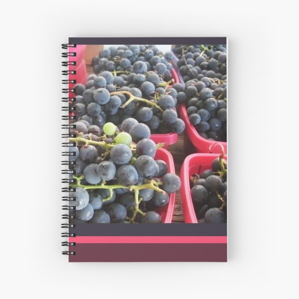 Purple Grapes with Pink Stripes, Colorful Nature Photography by Courtney Hatcher Spiral Notebook