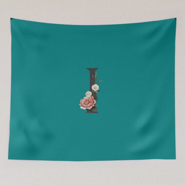 Item preview, Black On Teal Monogram Letter I | Floral Alphabet designed and sold by SerendipityNow.