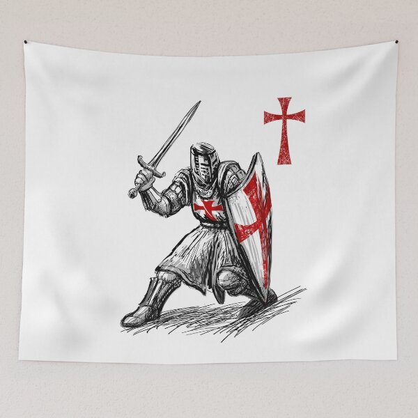 Item preview, Crusader Knights Templar With Sword Christian Red Cross designed and sold by aronia.