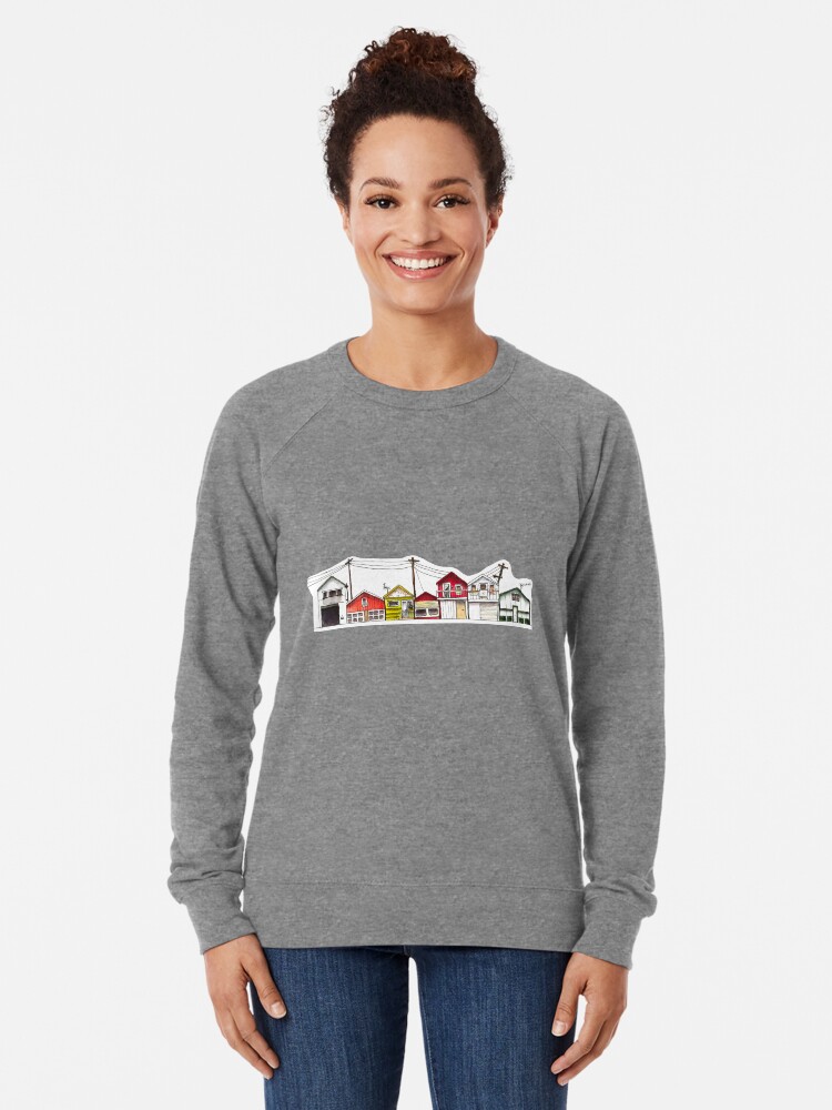 Thumbnail 2 von 5, Leichter Pullover, Niedliche bunte Ferienhäuser Sticker, Aquarell Zeichnung designt und verkauft von arpiart.
