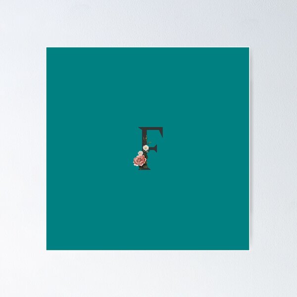 Item preview, Black On Teal Monogram Letter F | Floral Alphabet designed and sold by SerendipityNow.