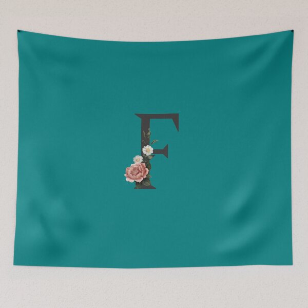 Item preview, Black On Teal Monogram Letter F | Floral Alphabet designed and sold by SerendipityNow.