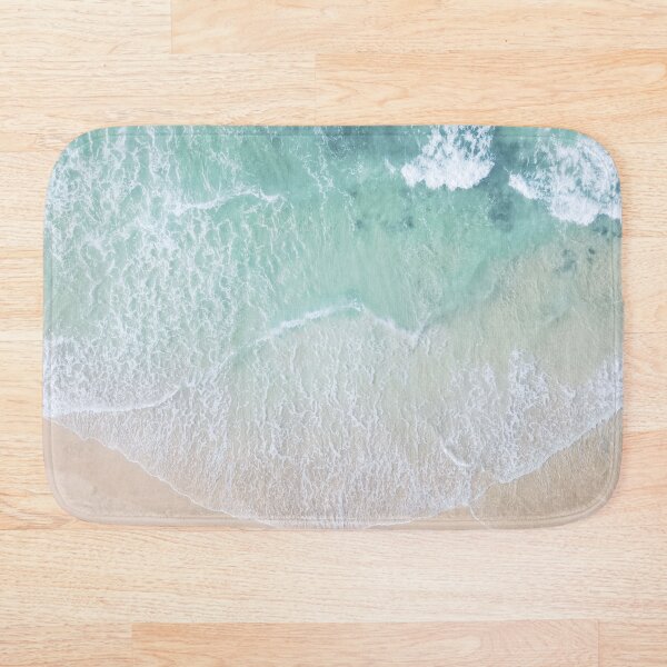 Green And White Lace Beach Sand and Seashore Bath Mat