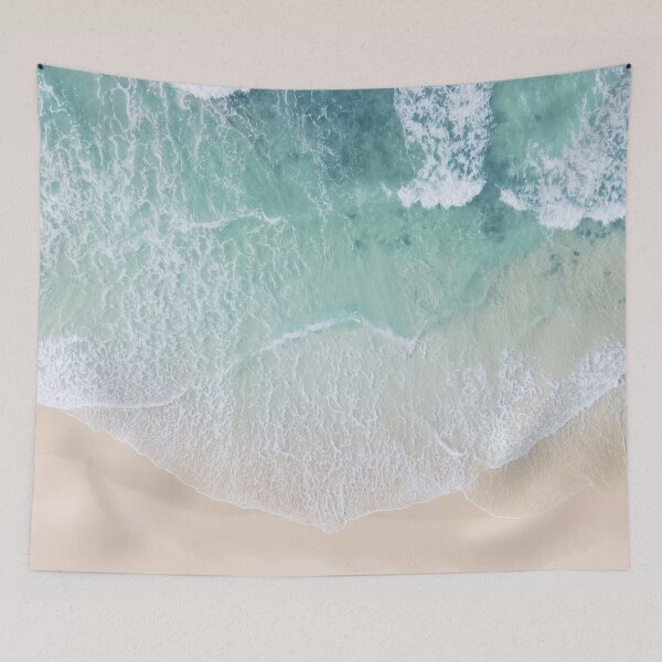 Item preview, Green And White Lace Beach Sand and Seashore Waves designed and sold by IZiets.