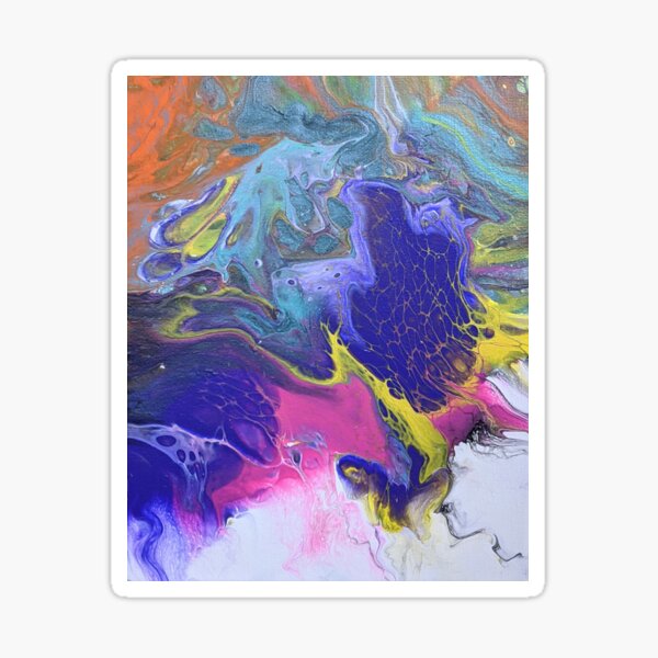 Abstract Whimsical Purple, White, Pink Yellow, Aqua Swirl Acrylic Art Sticker