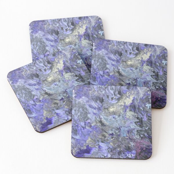 Item preview, Silver Purple Abstract Waves Acrylic Art designed and sold by snowpinecone.