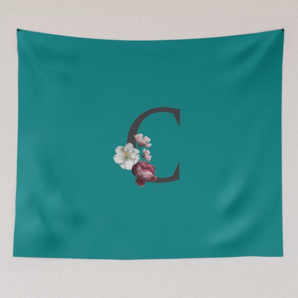 Item preview, Black On Teal Monogram Letter C | Floral Alphabet designed and sold by SerendipityNow.