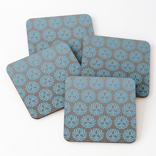 Item preview, Contemporary abstract turquoise floral pattern on a gradient taupe background  designed and sold by PetaJaneHome.