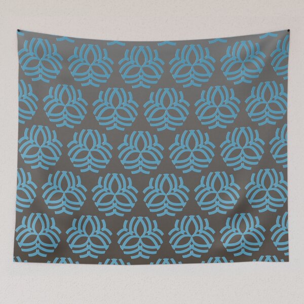Item preview, Contemporary abstract turquoise floral pattern on a gradient taupe background  designed and sold by PetaJaneHome.