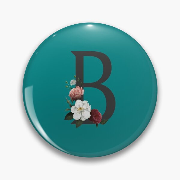Artikelvorschau, Schwarz auf blaugrünem Monogramm-Buchstabe B | Blumenalphabet entworfen und verkauft von SerendipityNow.