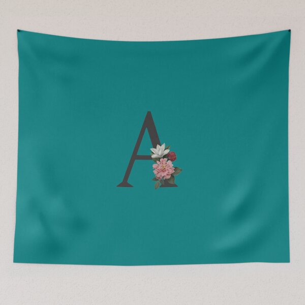 Item preview, Black On Teal Monogram Letter A | Floral Alphabet designed and sold by SerendipityNow.