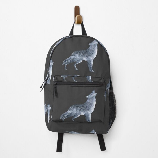 Artikelvorschau, Aquarellwolf mit Blattmuster, heulend entworfen und verkauft von SmirkingDesigns.