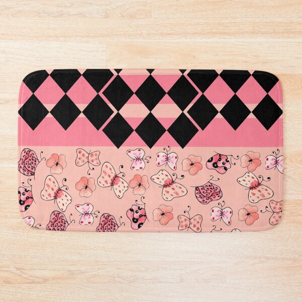 Item preview, Pink and Black Harlequin Striped Butterflies and Flowers-Multiple Pattern Design  designed and sold by ozcushionstoo.