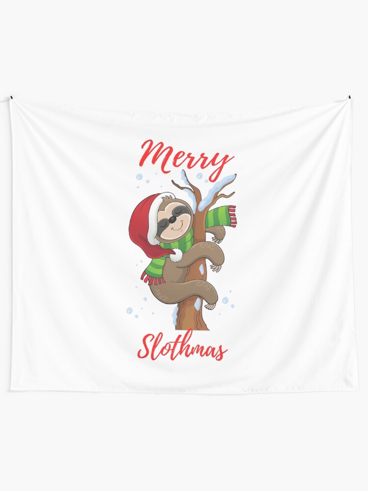 Alternate view of Merry Slothmas Tapestry