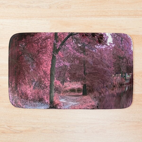 Item preview, Beautiful Pink Fantasy Trail Scene with a Pond and Pink Leaves - Tomahawk Creek Pond Overland Park KS  designed and sold by Zen  Goat.