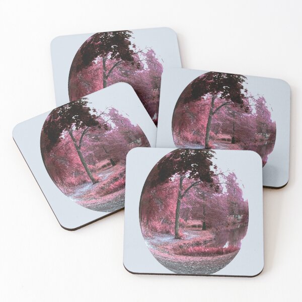 Item preview, Beautiful Pink Fantasy Trail Scene with a Pond and Pink Leaves - Tomahawk Creek Pond Overland Park KS  designed and sold by Zen  Goat.