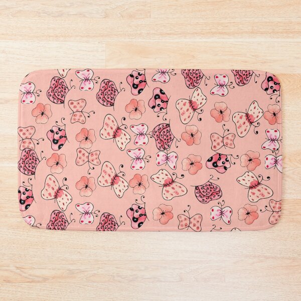 Item preview, f  Pink and Light Pink  Butterflies and Flowers-Kawaii Pattern Design  designed and sold by ozcushionstoo.