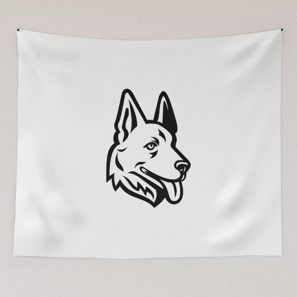 Item preview, Head of a German Shepherd or Alsatian Wolf Dog Mascot Retro Black and White designed and sold by patrimonio.