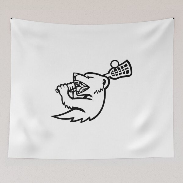 Item preview, Mongoose With Lacrosse Stock Mascot Black and White designed and sold by patrimonio.