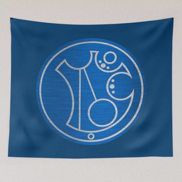 Item preview, Andrew in Circular Gallifreyan Alphabet in Brushed Metal on Regal Blue designed and sold by Darcy777.