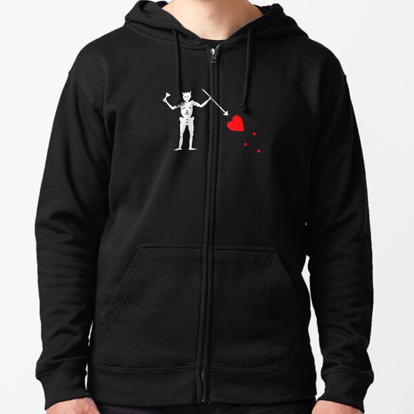 Edward Teach Pirate Flag Zipped Hoodie