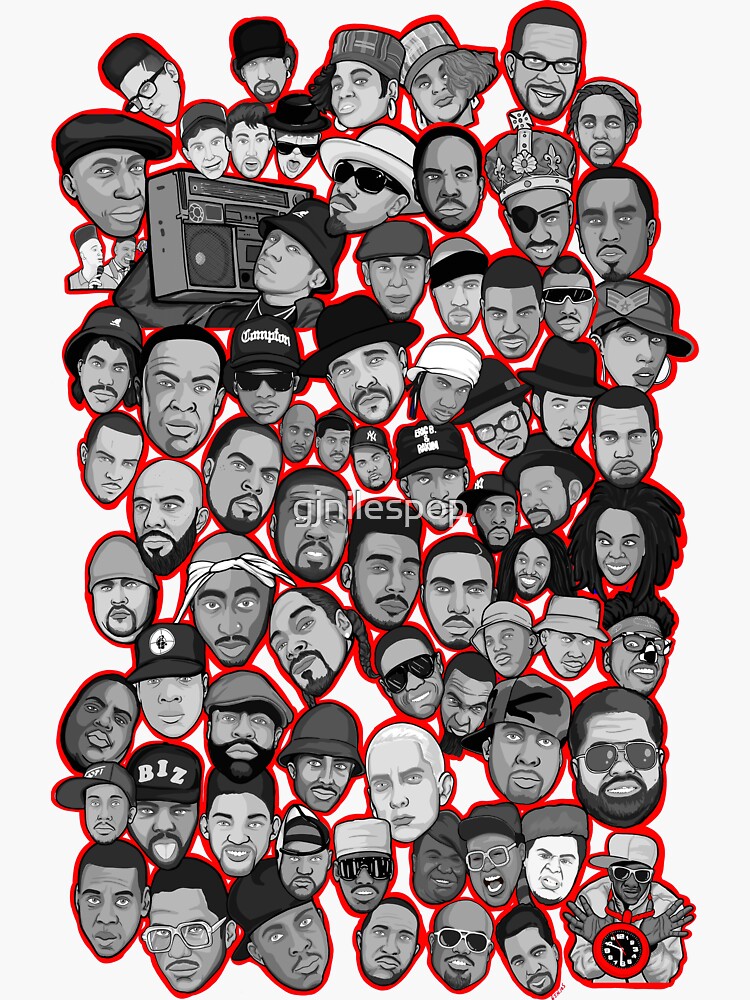 "Legends Of Hip Hop Collage Art" Sticker By Gjnilespop | Redbubble