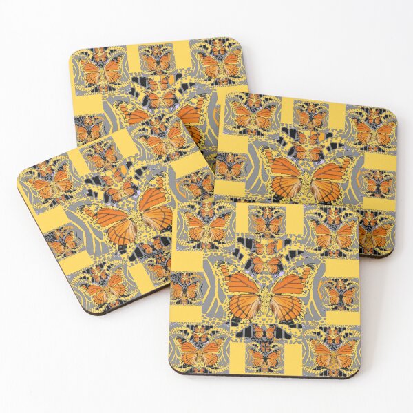 Item preview, MONARCH BUTTERFLIES GREY-GOLD CPOLOR  PATTEREN ABSTRACT designed and sold by sharlesart.