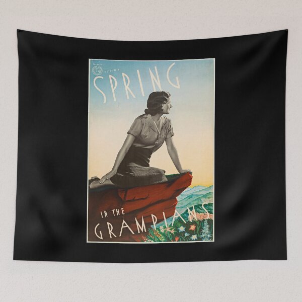 Item preview, Spring in the Grampians retro poster designed and sold by CorasPosters.