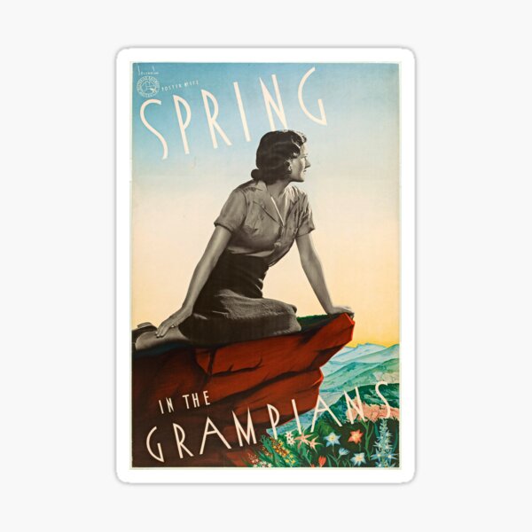 Item preview, Spring in the Grampians retro poster designed and sold by CorasPosters.