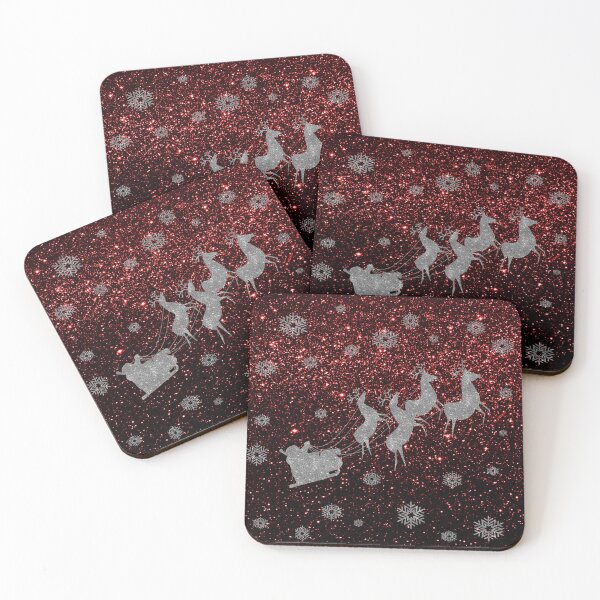 Item preview, Santa, sledge, reindeer and snowflakes glitter red designed and sold by oxoxoxo.