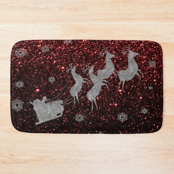 Item preview, Santa, sledge, reindeer and snowflakes glitter red designed and sold by oxoxoxo.