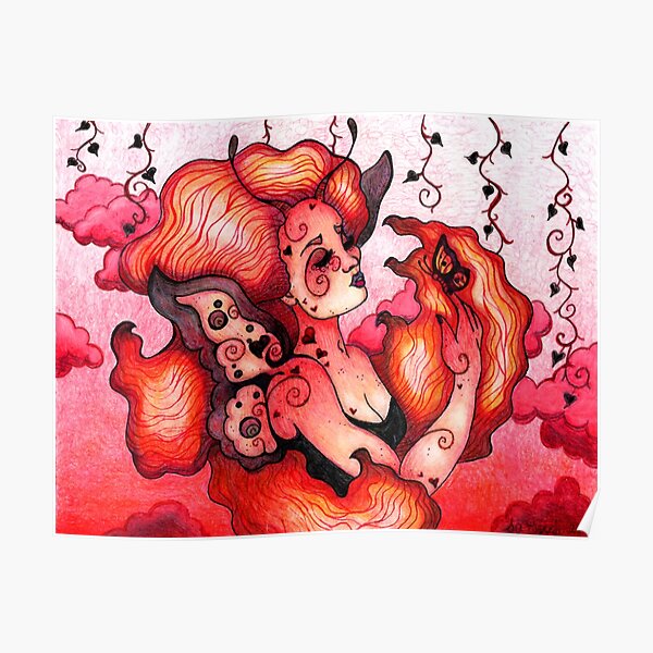 Crimson Beauty Butterfly Fairy Poster