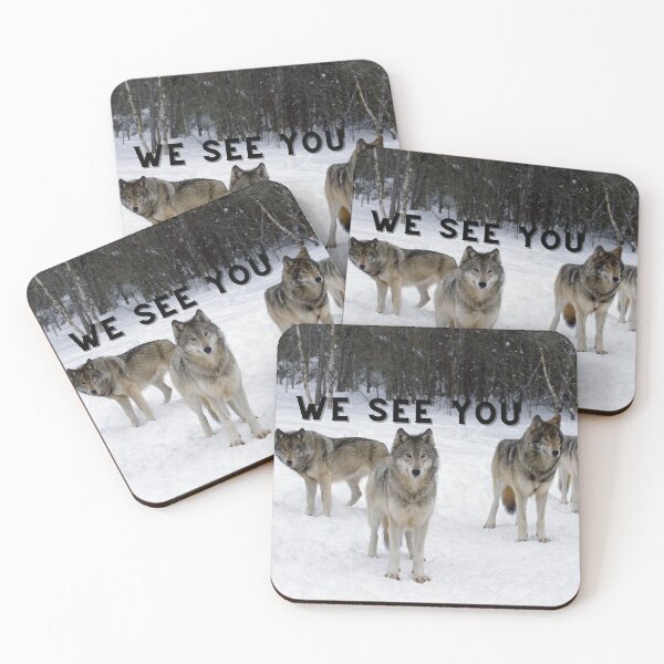 Item preview, Snow Wolf Pack - We See You designed and sold by mydesignsbylar.