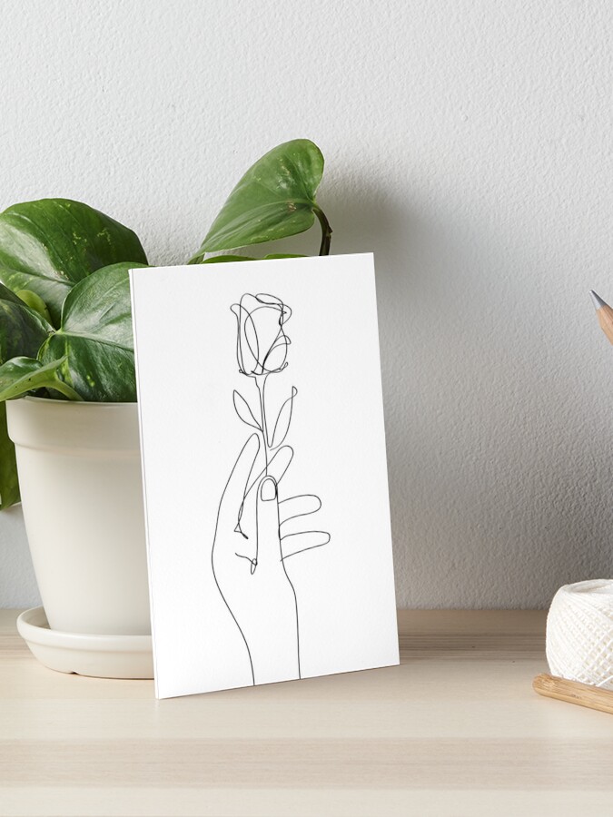 One Line Art Hand Rose Art Board Print for Sale by Tinteria