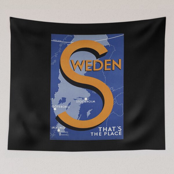 Item preview, Sweden retro poster designed and sold by CorasPosters.