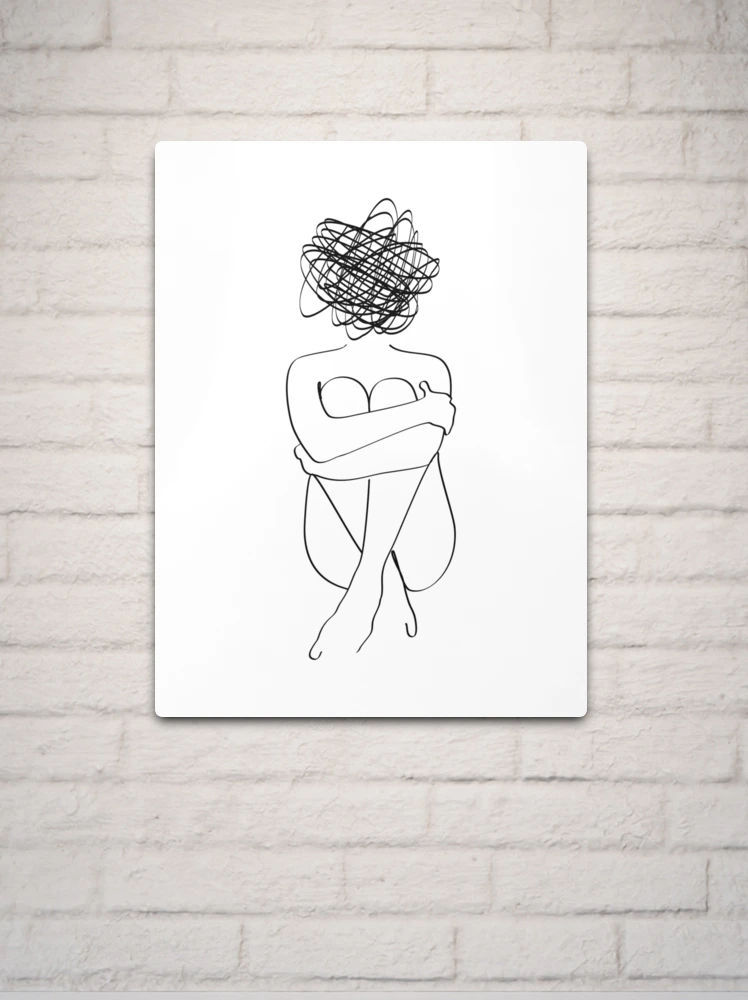 Woman's back line drawing illustration Metal Print for Sale by