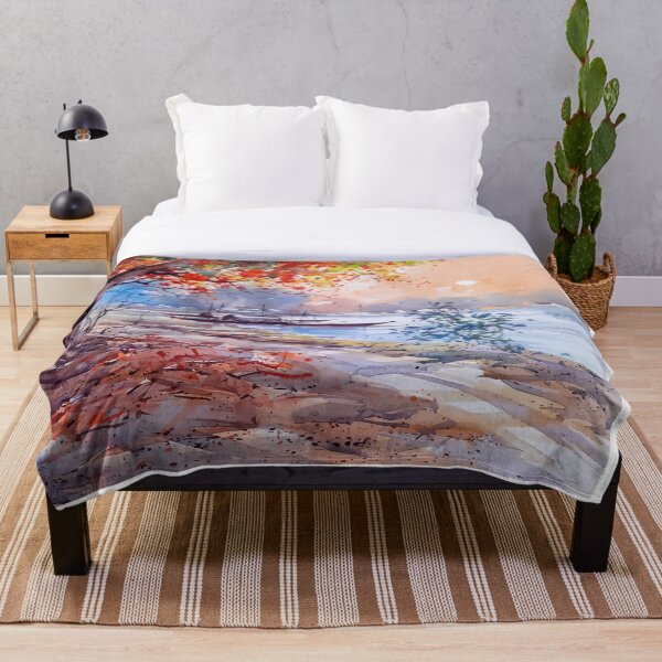 Item preview, Lago otoñal con barcos Pintura a la acuarela designed and sold by Artcraft-Ink.