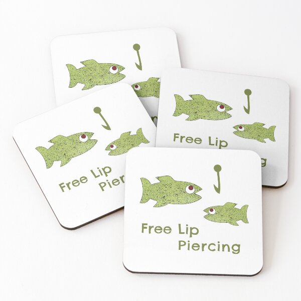 Item preview, Free Lip Piercing, Two Fishes and a Fish Hook, Fishing Humor, Fishes - Plantimals Textured with Duckweed designed and sold by Max-Wear.