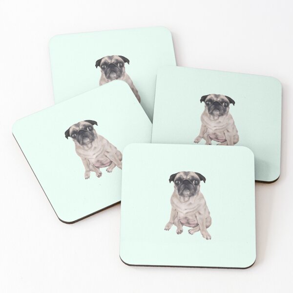 Item preview, Coco The Pug Light Blue-Green Frosted Mint designed and sold by CoconatStudio.