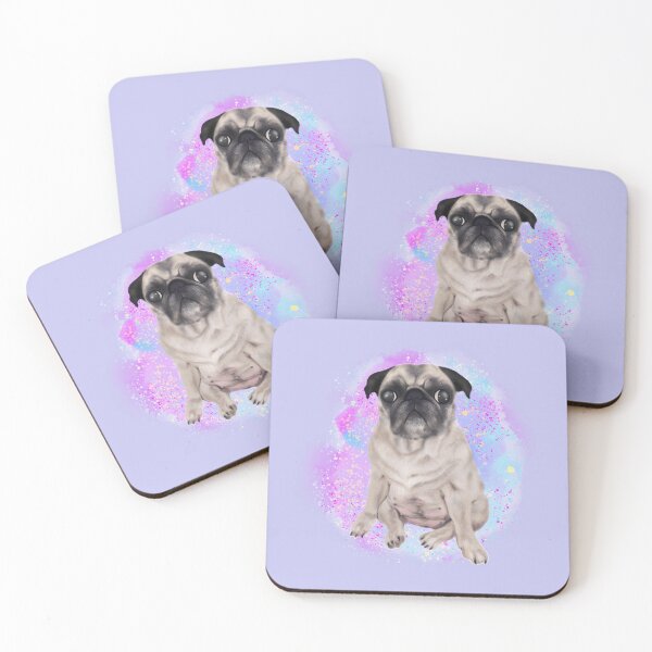 Artikelvorschau, Coco der Mops-Aquarell-lila Hintergrund entworfen und verkauft von CoconatStudio.