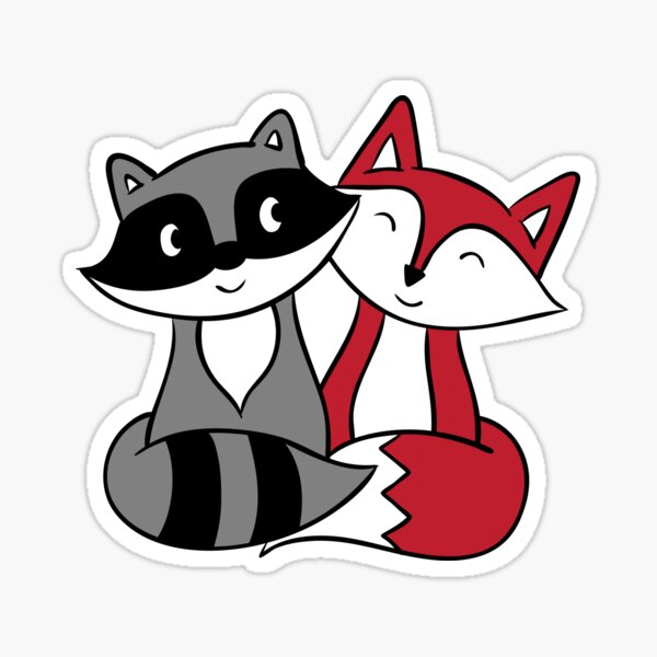 Fox and Raccoon Best Friends Sticker