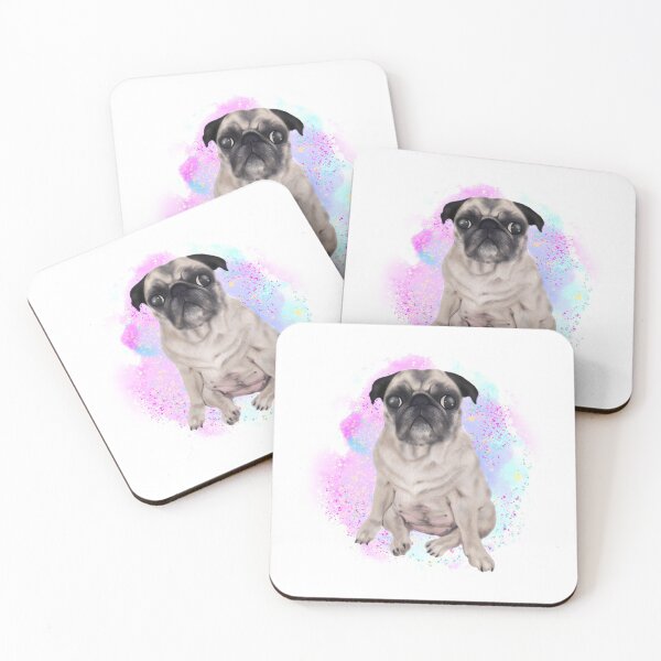 Item preview, Coco The Pug Watercolor White Background designed and sold by CoconatStudio.