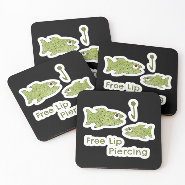 Item preview, Free Lip Piercing, Sticky Design, Two Fishes and a Fish Hook, Fishing Humor, Fishes - Plantimals Textured with Duckweed designed and sold by Max-Wear.