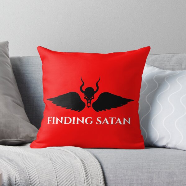 Finding Satan Logo Red Throw Pillow